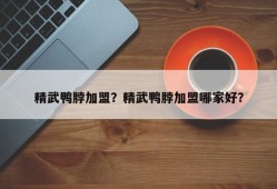 精武鸭脖加盟？精武鸭脖加盟哪家好？