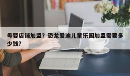 母婴店铺加盟？恐龙爱迪儿童乐园加盟需要多少钱？